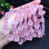 Rose Quartz Flower Bracelet Round Beads Crystal Reiki Healing Stone Gift