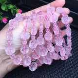 Rose Quartz Flower Bracelet Round Beads Crystal Reiki Healing Stone Gift