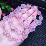 Rose Quartz Flower Bracelet Round Beads Crystal Reiki Healing Stone Gift