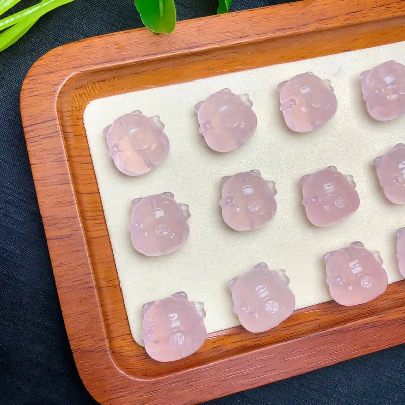 1 Pc Rose Quartz Fortune Cat Jewelry DIY Accessory