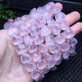Rose Quartz Heart Bracelet Crystal Reiki Healing Stone Gift