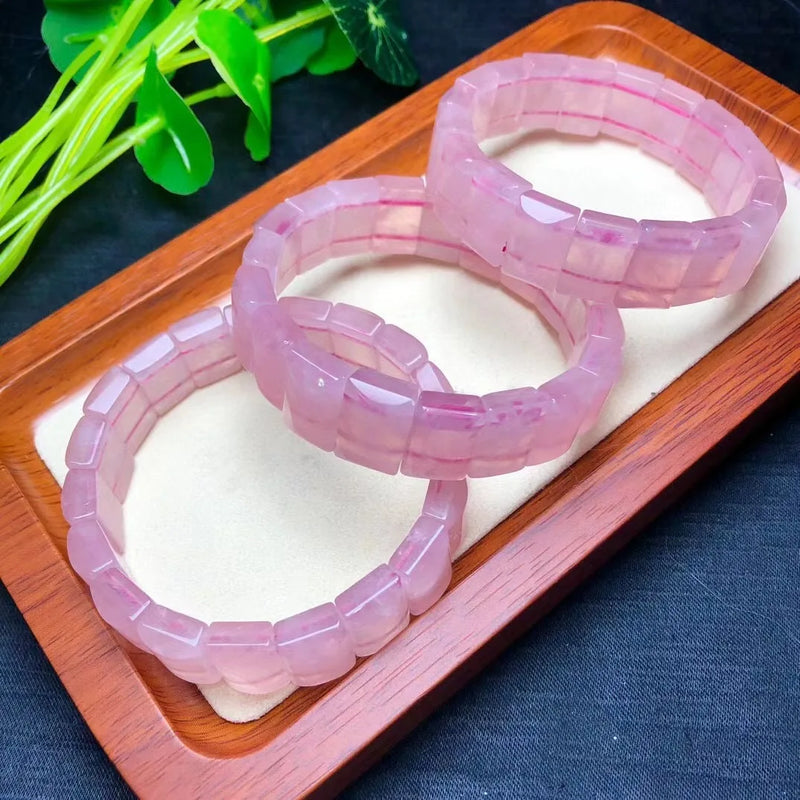 Rose Quartz Square Bracelet Bangle Crystal Healing Stone Jewelry