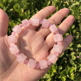 Rose Quartz Cube Shape Beads Crystal Healing Stone Jewelry
