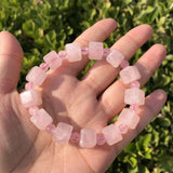 Rose Quartz Cube Shape Beads Crystal Healing Stone Jewelry
