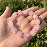 Rose Quartz Cube Shape Beads Crystal Healing Stone Jewelry