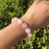 Rose Quartz Cube Shape Beads Crystal Healing Stone Jewelry