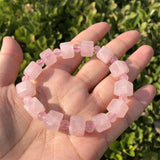Rose Quartz Cube Shape Beads Crystal Healing Stone Jewelry
