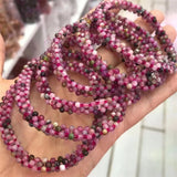 Fengbaowu Round Multicolored Tourmaline Bracelet Crystal Healing Stone
