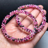 Fengbaowu Round Multicolored Tourmaline Bracelet Crystal Healing Stone