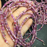 Fengbaowu Ruby Chain Bracelet Cube Beads 925 Silver Jewelry
