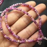 Fengbaowu Ruby Chain Bracelet Cube Beads 925 Silver Jewelry