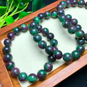 1 Pc Ruby Zoisite Bracelet Round Beads Healing Stone Jewelry Gift