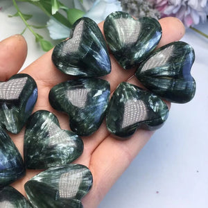 Seraphinite Heart Shape Pendant Crystal Quartz Healing Stone Jewelry