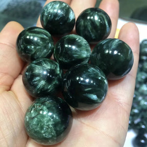 1 Pc Seraphinite Sphere Ball DIY Pendant Crystal Healing Stone Home Decor