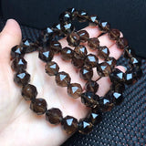 Smoky Quartz Bracelet Diamond Faceted Beads Crystal Reiki Healing Stone