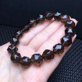 Smoky Quartz Bracelet Diamond Faceted Beads Crystal Reiki Healing Stone