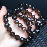 Smoky Quartz Bracelet Diamond Faceted Beads Crystal Reiki Healing Stone