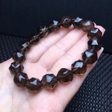 Smoky Quartz Bracelet Diamond Faceted Beads Crystal Reiki Healing Stone