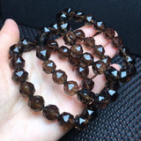 Smoky Quartz Bracelet Diamond Faceted Beads Crystal Reiki Healing Stone