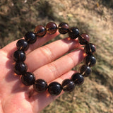 Smoky Quartz Bracelet Round Beads Crystal Healing Stone Women Jewelry Gift
