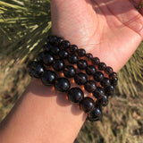 Smoky Quartz Bracelet Round Beads Crystal Healing Stone Women Jewelry Gift