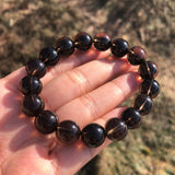 Smoky Quartz Bracelet Round Beads Crystal Healing Stone Women Jewelry Gift