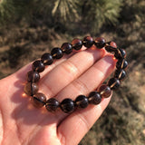 Smoky Quartz Bracelet Round Beads Crystal Healing Stone Women Jewelry Gift