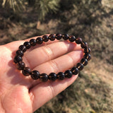 Smoky Quartz Bracelet Round Beads Crystal Healing Stone Women Jewelry Gift