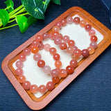 Fengbaowu Red Agate Bracelet Round Beads Healing Stone