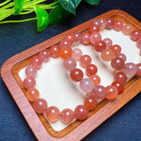 Fengbaowu Red Agate Bracelet Round Beads Healing Stone