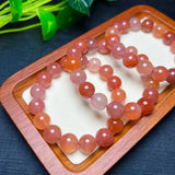 Fengbaowu Red Agate Bracelet Round Beads Healing Stone