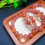 Fengbaowu Red Agate Bracelet Round Beads Healing Stone