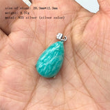 Fengbaowu Natural Stone Amazonite Water Drop Pendant 925 Sterling Silver