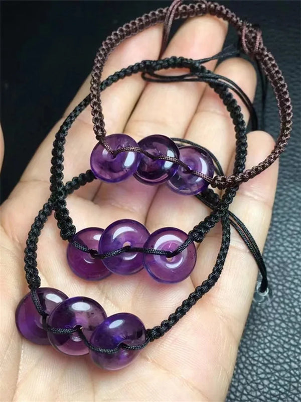 Natural Stone Amethyst Donut Bracelet Jewelry Gift For Women