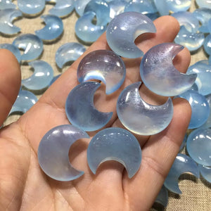 Natural Aquamarine Moon Pendant Healing Stone Jewelry Gift