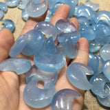 Natural Aquamarine Moon Pendant Healing Stone Jewelry Gift