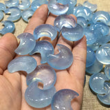 Natural Aquamarine Moon Pendant Healing Stone Jewelry Gift