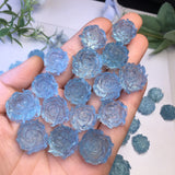 Aquamarine Peony Flower Natural Stone for Jewelry Making