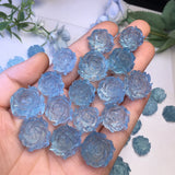 Aquamarine Peony Flower Natural Stone for Jewelry Making