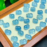 1 Pc Aquamarine Pixiu Crystal Carved Animal Figurine DIY Gift