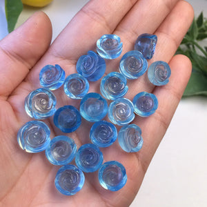 Aquamarine Rose Flower Jewelry Earring Pendant Bracelet Crystal Carved Figurine