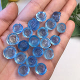 Aquamarine Rose Flower Jewelry Earring Pendant Bracelet Crystal Carved Figurine