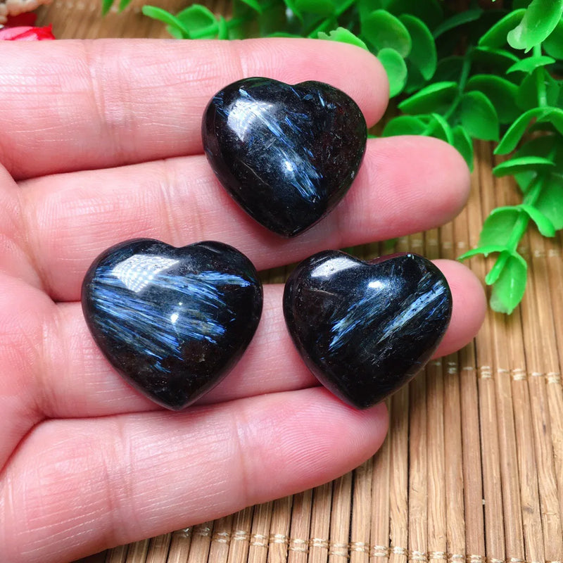 Natural Stone Astrophyllite Garnet Heart Pendant for DIY Jewelry