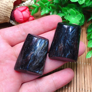 Natural Stone Astrophyllite Garnet Square Pendant DIY Jewelry Gift