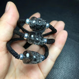 Natural Rutilated Quartz Pixiu Bracelet 925 Silver Bead Jewelry