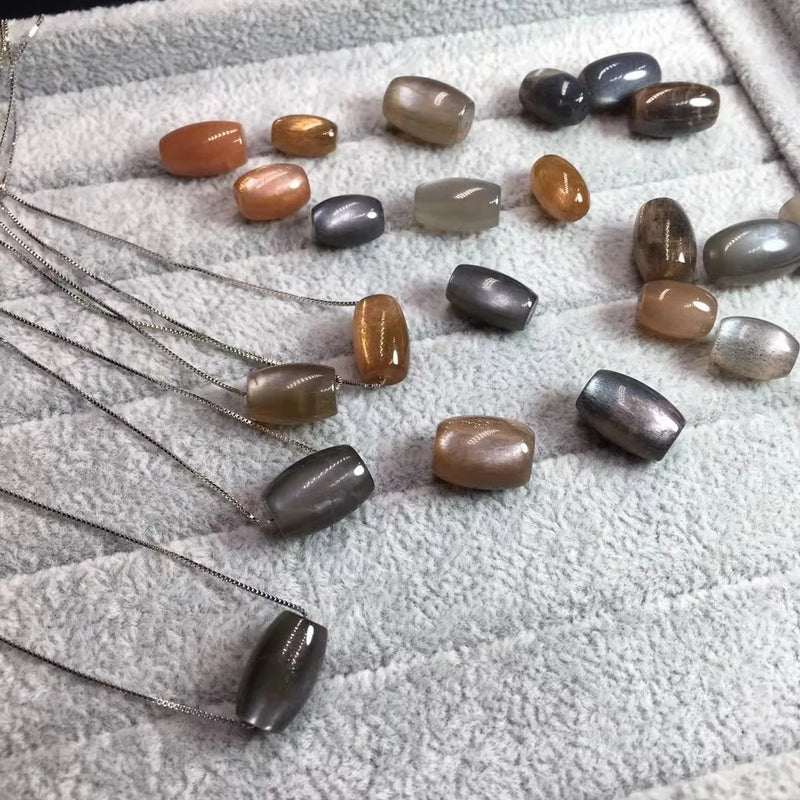 Sunstone Barrel Bead Necklace Pendant 925 Sterling Silver Jewelry