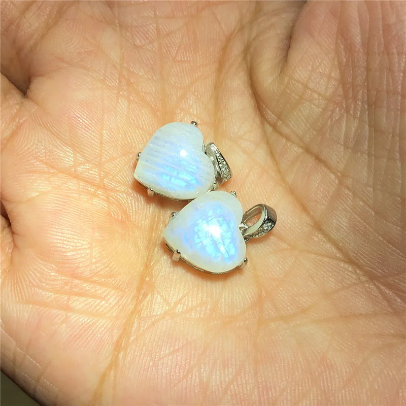 Moonstone Heart Pendant 925 Sterling Silver High Jewelry Women