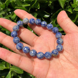 Fengbaowu Sodalite Bracelet 128 Faceted Round Bead Crystal Reiki Healing Jewelry