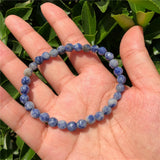 Fengbaowu Sodalite Bracelet 128 Faceted Round Bead Crystal Reiki Healing Jewelry