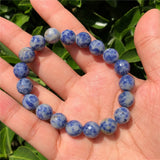 Fengbaowu Sodalite Bracelet 128 Faceted Round Bead Crystal Reiki Healing Jewelry